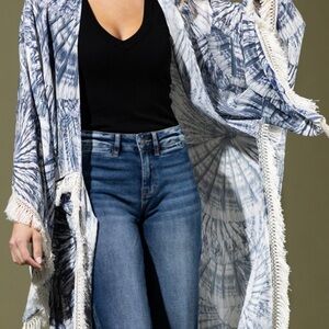 Blue and White Tie-Dye Kimono